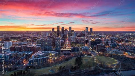 Denver skyline at twilight